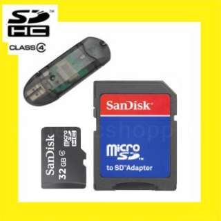 Sandisk 32GB Class 4 Micro SD HC Memory Card with Adapter Case & USB 2 