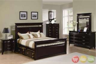 King Storage Bed 5 pc Espresso Bedroom Set w/ Chest NEW  