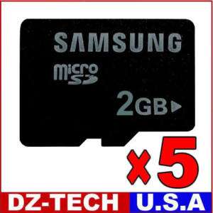 Lot of 5 Samsung 2GB MicroSD TF Flash Memory Card New  