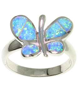 Opal Butterfly Sterling Silver Ring  