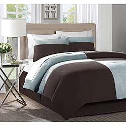 Bently Blue/ brown 4 piece King size Comforter Set  