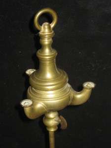 Antique Brass Adjustable 3 Wick Oil Lamp ca.1900s  