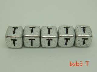 50g/250pcs 6mm 26 letter Silver Cube Alphabet Letter loose Beads bsb3 