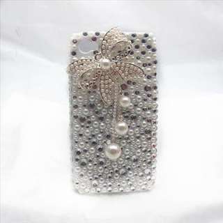 Bling blingy butterfly pearl cover case for iphone 4  