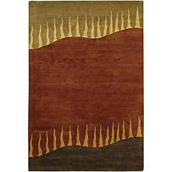   Contemporary Solid Pattern Wool Rug (79 x 106)  