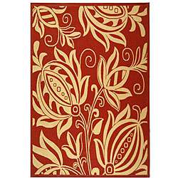Indoor/ Outdoor Andros Red/ Natural Rug (67 x 96)  