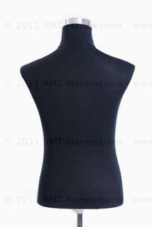 Male mannequin torso   pinnable fabric dress form   Black Fabric H 102