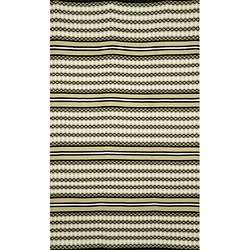 Flat woven Black Stripe Rug (8 x 10)  