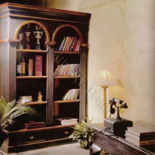 Solid Wood Office Arch Bookcase Shelves Library Drawers  