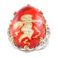 Michael Valitutti Two tone Carved Amber and Orange Sapphire Cupid 