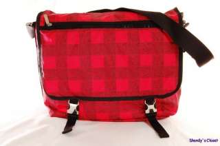 NEW Lesportsac RED Plaid Messenger Shoulder Bag  