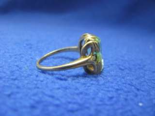 Genuine Green Aquamarine Antique Ladies Ring 10K Yellow Gold  