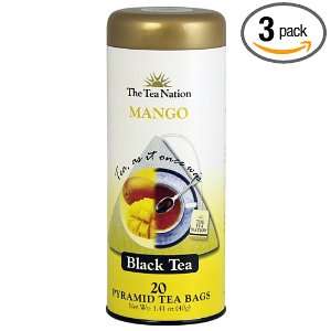 The Tea Nation Mango Tea, Black Tea, 20 Count Pyramid Tea Bags (Pack 