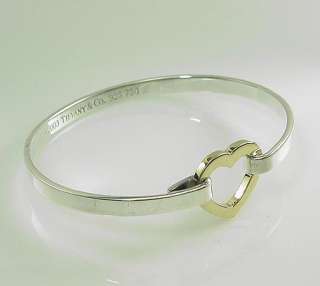 Estate Tiffany & Co 18K Heart Fixed Bangle Bracelet  