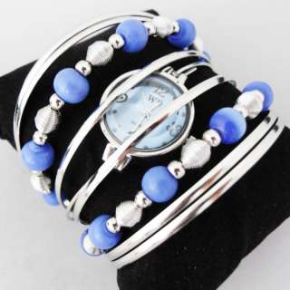 Fashion Ladies Girls Cuff Bangle Blue Jewelry Watch NEW  