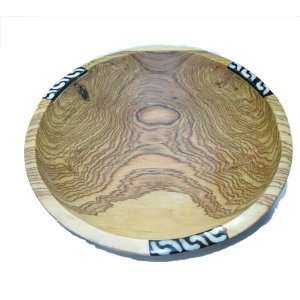  Olive Wood Round Bowl with Inlaid Bone   8