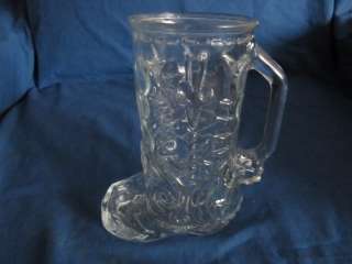 Vintage Libbey Of Canada Glass Beer Mug Cowboy Boot with Spurs  