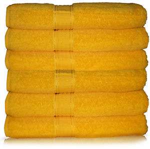 6pcs 30x54 Bath Towels 100% Yellow Luxury Thick Cotton  