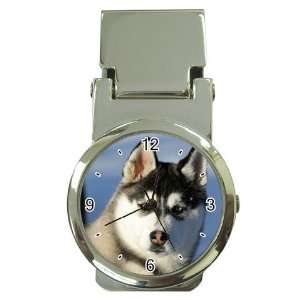  Siberian Husky Puppy Dog 2 Money Clip Watch U0629 