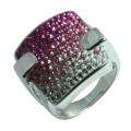 Sterling Silver White and Pink Crystal Fashion Ring  