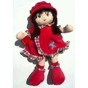  Large Rosie Red Rag Doll with Bonnet and Brown Braids 21 