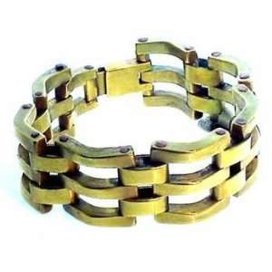  Architectural Art Deco Brass Link Bracelet Jewelry