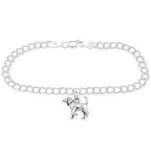  Silver Bloodhound Dog on 4 Millimeter Charm Bracelet 