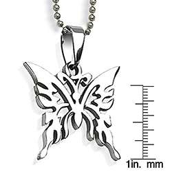 Stainless Steel Laser carved Butterfly Necklace  