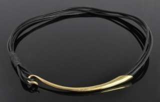 Ex Ovo 18K Yellow Gold Black Cord Wire Abstract Choker Hook Designer 