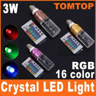 110/220V 3W RGB 16 Colors E27 Remote Control Crystal LED Light Bulb 