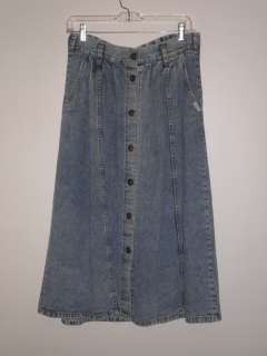Cherokee Acid Wash Button Down Womens Denim Skirt Size 14  
