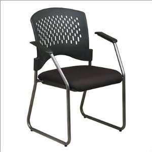  Titanium Finish Sled Base Visitors Chair with Arms, Plastic 