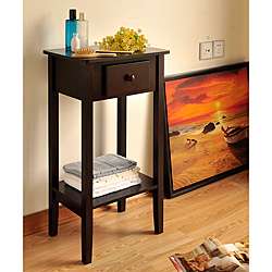Modern Espresso Wood Side End Table with Drawer  