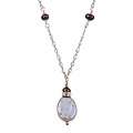   Evening Sterling Silver Pearl and Crystal Bridal Necklace (12 mm
