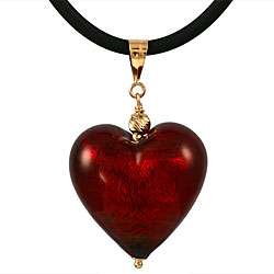 Genuine Murano Glass Ruby Heart Necklace  