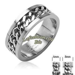 316L Stainless Steel w/Chain Center Mens/Womens Wedding Ring SZ 5 13 