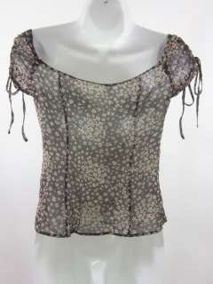 MOSCHINO Brown Cap Sleeve Floral Print Blouse Top Sz 6  