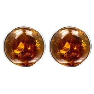   Amber Round Clip on Earrings Cabochon Diameter 18mm Graciana Jewelry