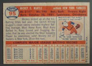 1957 TOPPS BASEBALL #95 MICKEY MANTLE EX  