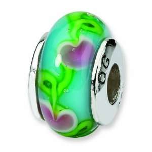 Sterling Silver Reflections Kids Blue Hand blown Glass Bead (3.25mm 
