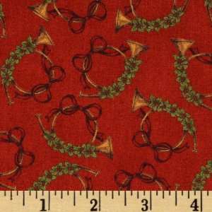   Christmas French Horns Red Fabric By The Yard Arts, Crafts & Sewing