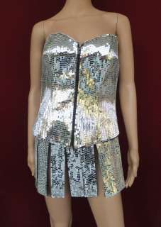   Robot Showgirl Roman Holloween Armor Lady Gaga Mirror Corset and Skirt