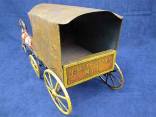 Rare Horse Drawn Tin Toy Klondike Ice Company NY Wagon  