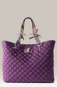 NWT MARC JACOBS INK PURPLE QUILTED NYLON SHOPPER TOTE BAG PURSE  
