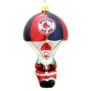  Boston Red Sox MLB Parachuting Santa Glass Ornament 