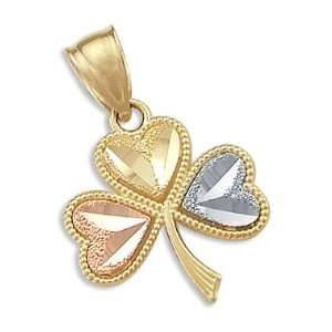   14k Yellow White Rose Gold 3 Leaf Clover Charm Pendant Jewelry