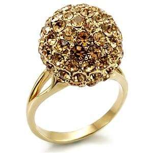  Size 8 Yellow Crystal Brass Gold Plated Ring AM Jewelry