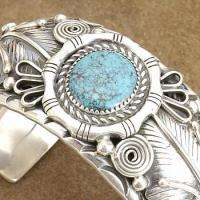 Navajo Sterling Silver Spiderweb Turquoise Bracelet  