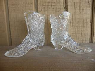 Fenton Clear Glass Tow Pieces Boots Shoe L@@K  