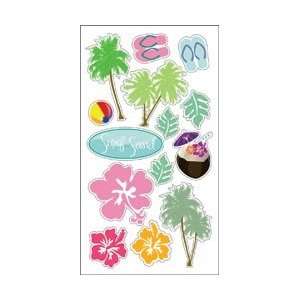  Autumn Leaves 3 D Stickers Tropical 14pc With Glitter; 2 